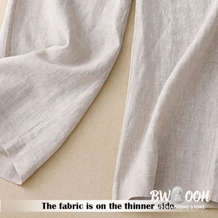 BWOOOH printed wide-leg yoga pants - Summer Casual Simple Design Linen Women&