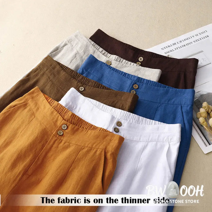BWOOOH printed wide-leg yoga pants - Summer Casual Simple Design Linen Women&