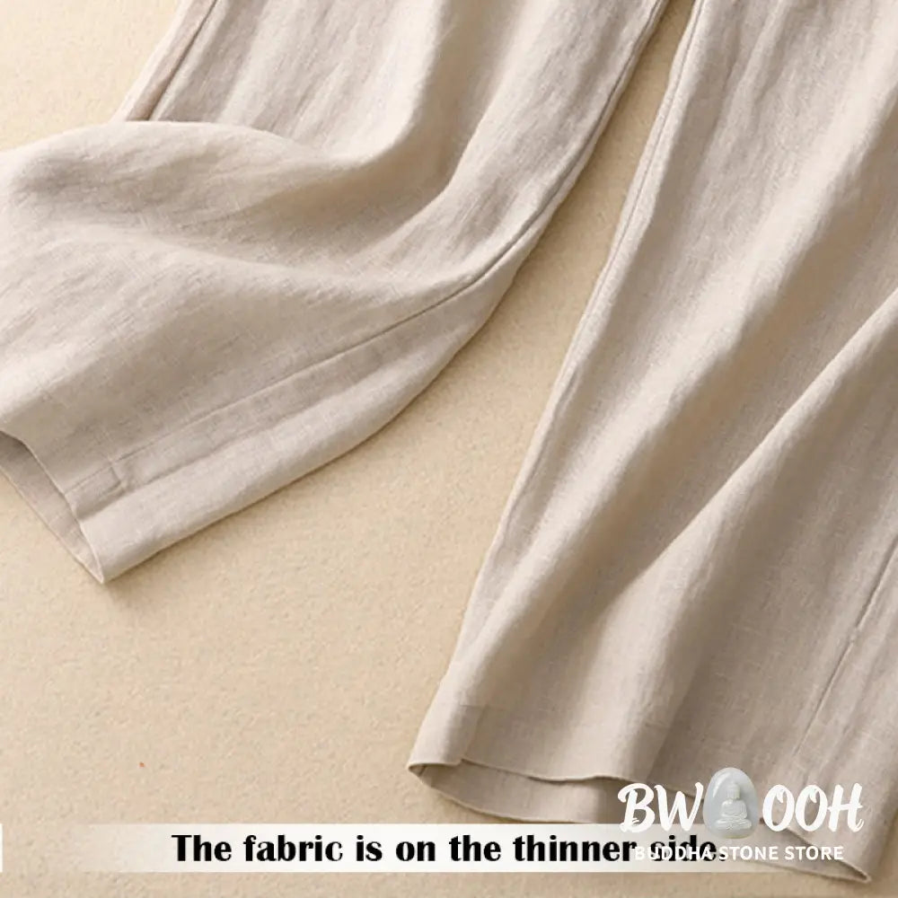 BWOOOH printed wide-leg yoga pants - Summer Casual Simple Design Linen Women&
