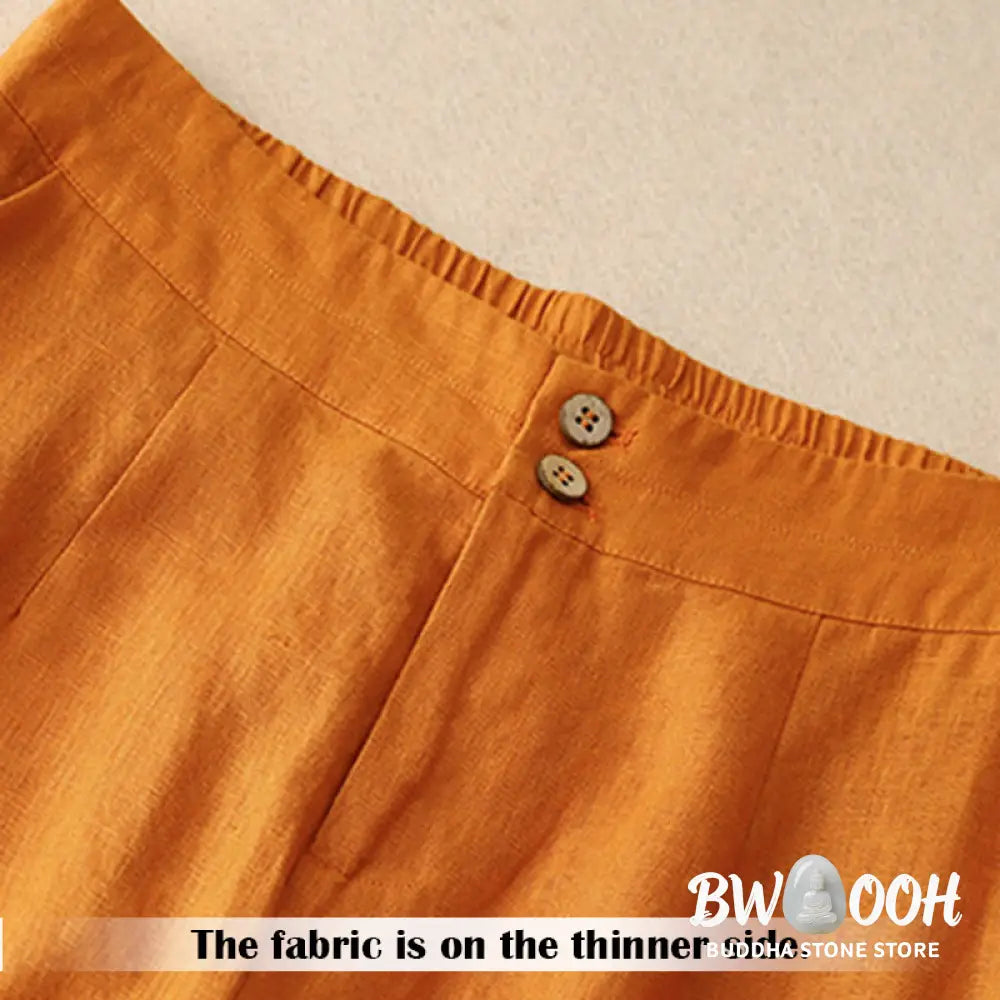 BWOOOH printed wide-leg yoga pants - Summer Casual Simple Design Linen Women&