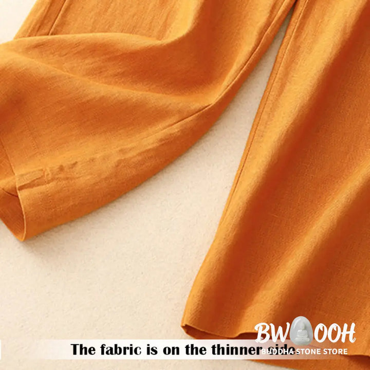 BWOOOH printed wide-leg yoga pants - Summer Casual Simple Design Linen Women&
