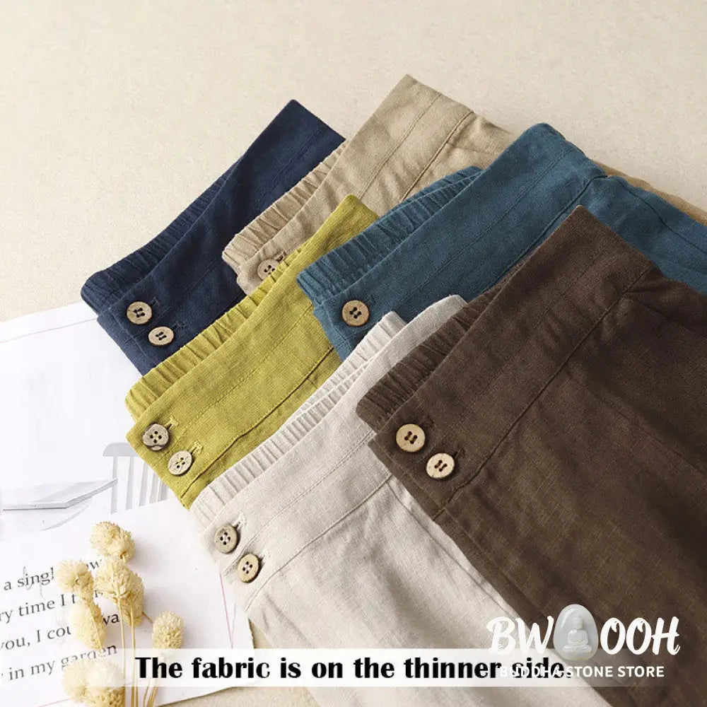 BWOOOH printed wide-leg yoga pants - Summer Casual Simple Design Linen Women&