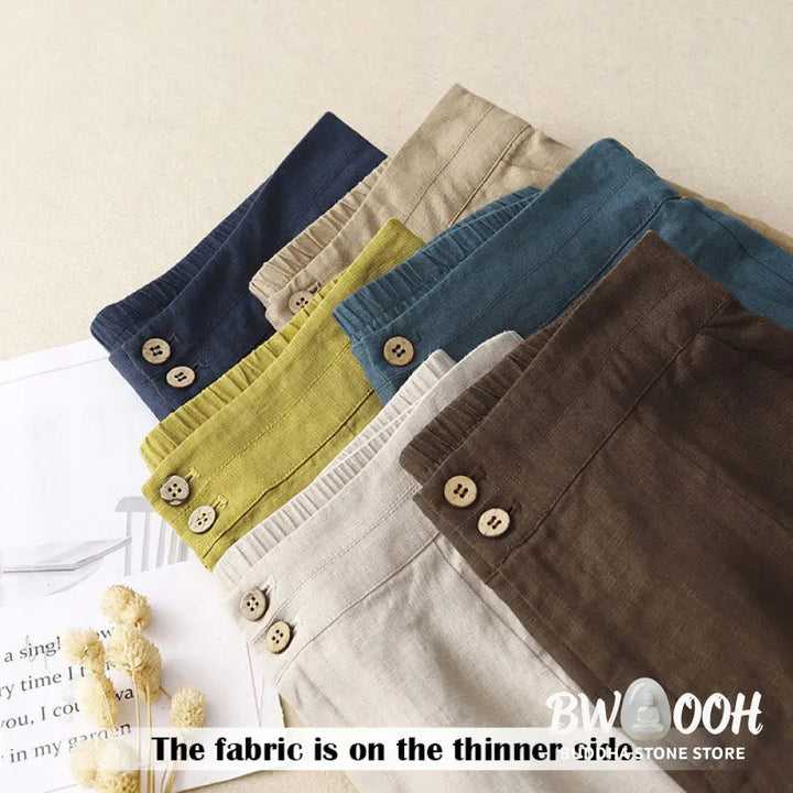 BWOOOH printed wide-leg yoga pants - Summer Casual Simple Design Linen Women&