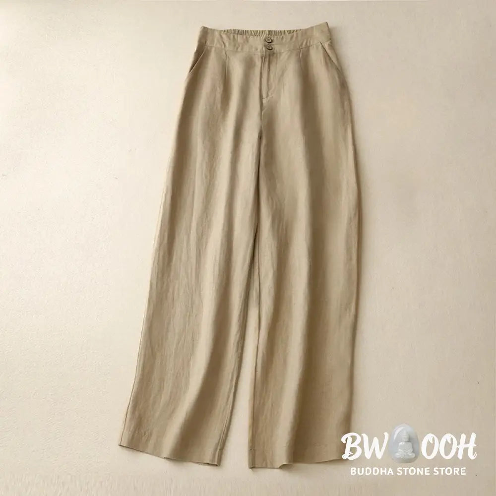 BWOOOH printed wide-leg yoga pants - Summer Casual Simple Design Linen Women&