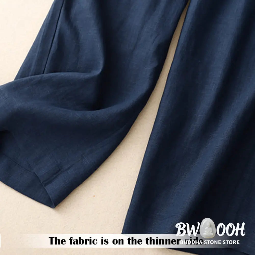 BWOOOH printed wide-leg yoga pants - Summer Casual Simple Design Linen Women&