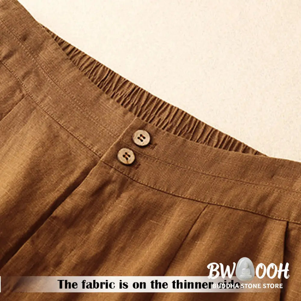 BWOOOH printed wide-leg yoga pants - Summer Casual Simple Design Linen Women&