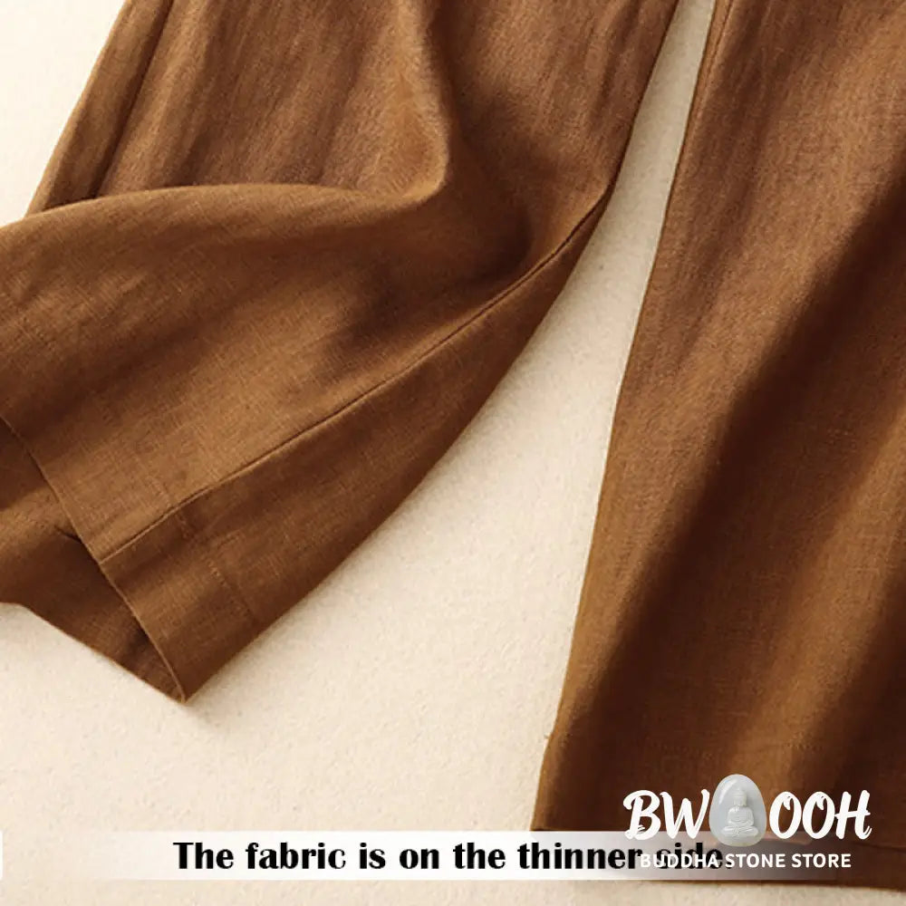 BWOOOH printed wide-leg yoga pants - Summer Casual Simple Design Linen Women&