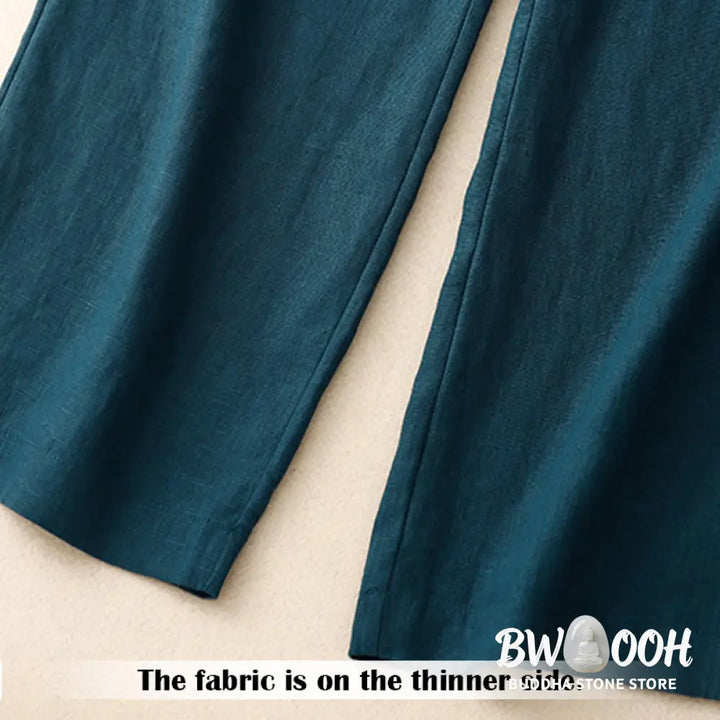 BWOOOH printed wide-leg yoga pants - Summer Casual Simple Design Linen Women&
