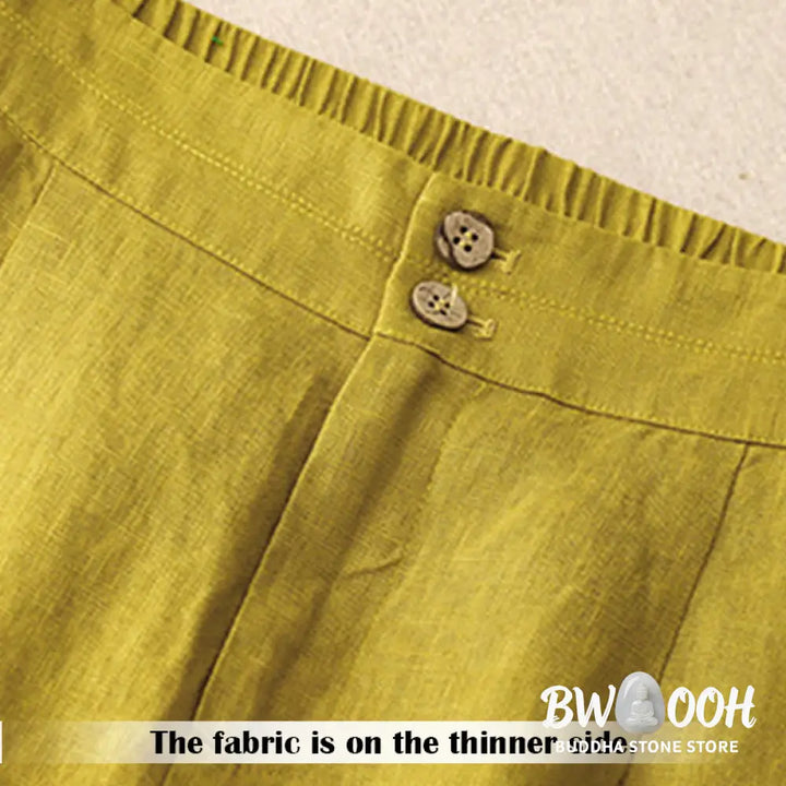 BWOOOH printed wide-leg yoga pants - Summer Casual Simple Design Linen Women&