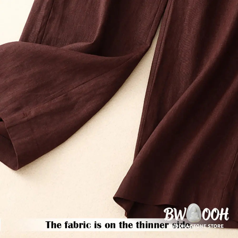 BWOOOH printed wide-leg yoga pants - Summer Casual Simple Design Linen Women&