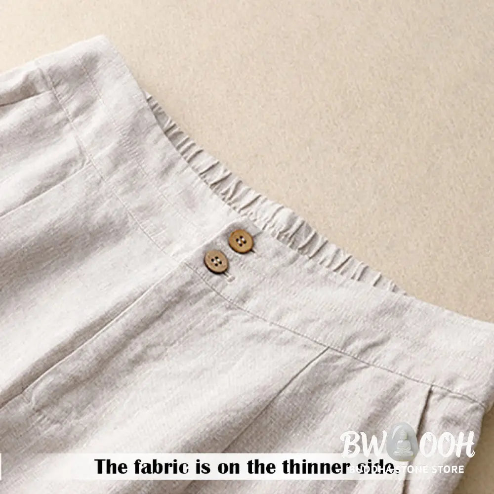 BWOOOH printed wide-leg yoga pants - Summer Casual Simple Design Linen Women&