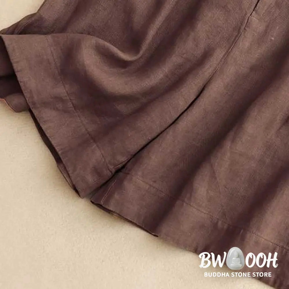 Buddha Stones Summer Casual Solid Color Zipper Button Acrylic Fiber Frog Button Women’s Shorts With Pockets - Women’s