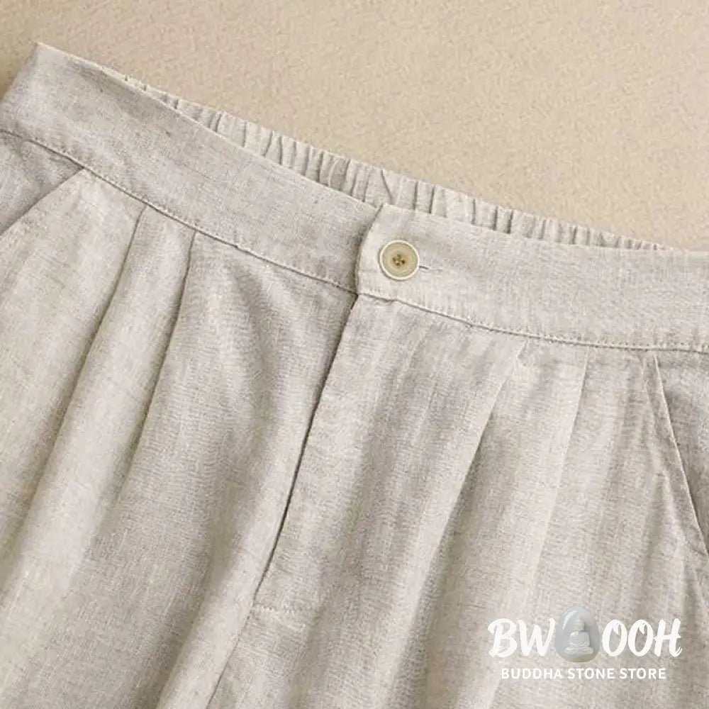 Buddha Stones Summer Casual Solid Color Zipper Button Acrylic Fiber Frog Button Women’s Shorts With Pockets - Women’s