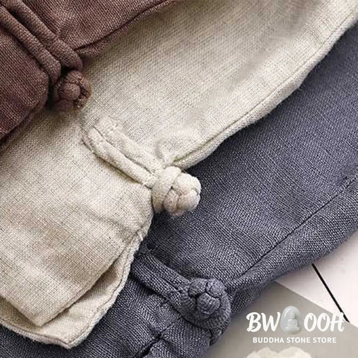 Buddha Stones Summer Casual Solid Color Zipper Button Acrylic Fiber Frog Button Women’s Shorts With Pockets - Women’s