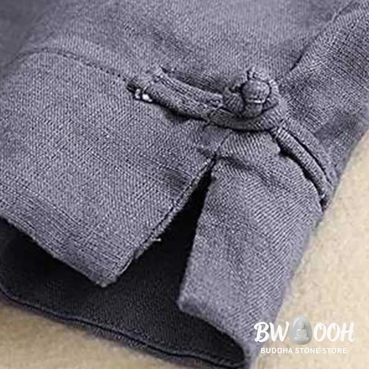 Buddha Stones Summer Casual Solid Color Zipper Button Acrylic Fiber Frog Button Women’s Shorts With Pockets - Women’s