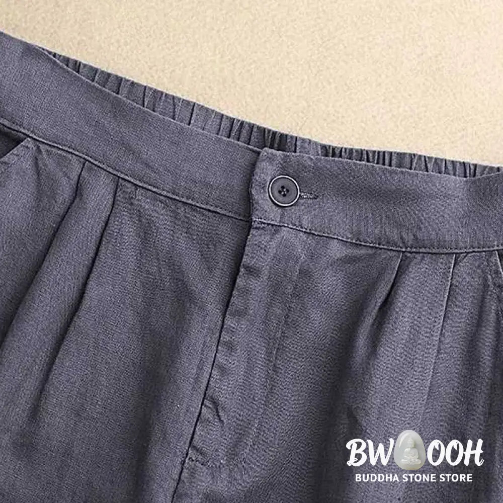 Buddha Stones Summer Casual Solid Color Zipper Button Acrylic Fiber Frog Button Women’s Shorts With Pockets - Women’s