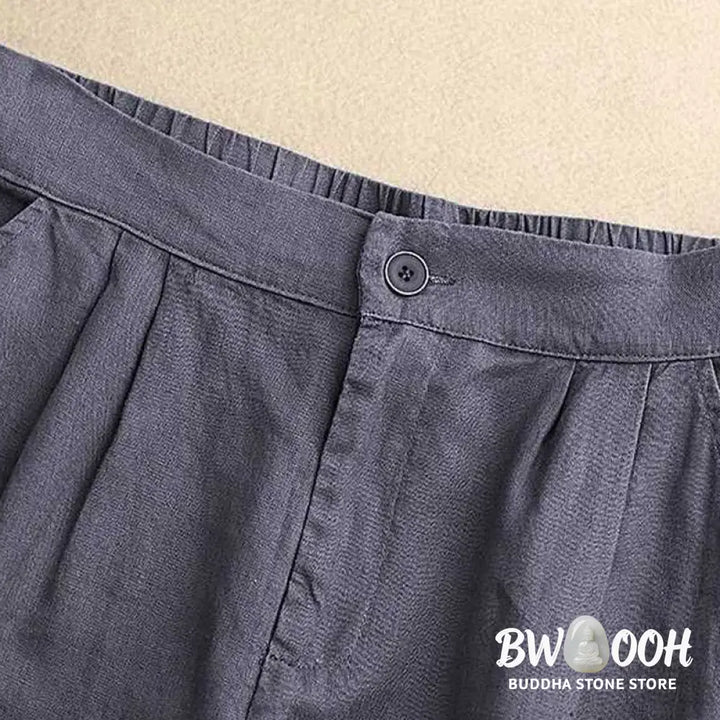 Buddha Stones Summer Casual Solid Color Zipper Button Acrylic Fiber Frog Button Women’s Shorts With Pockets - Women’s