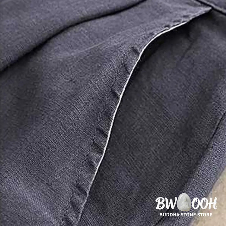 Buddha Stones Summer Casual Solid Color Zipper Button Acrylic Fiber Frog Button Women’s Shorts With Pockets - Women’s