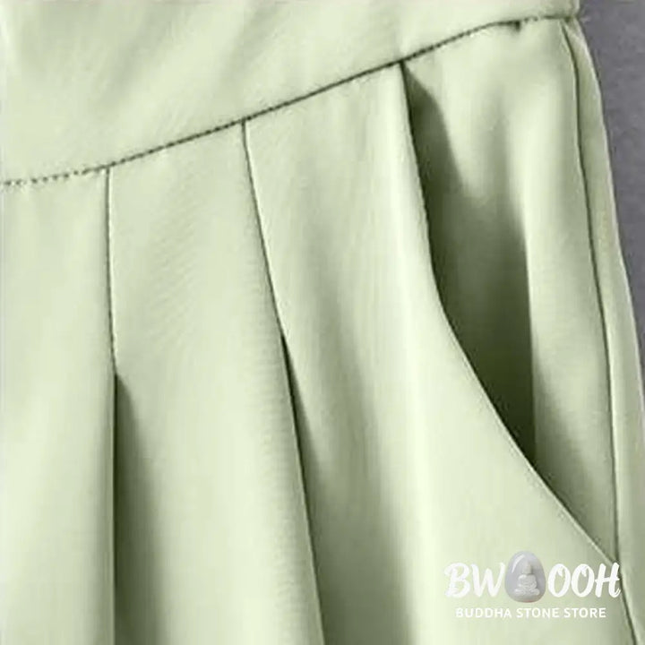 Buddha Stones Summer Casual Zipper Button Loose Plain Cotton Linen Women’s Shorts With Pockets - Women’s Shorts