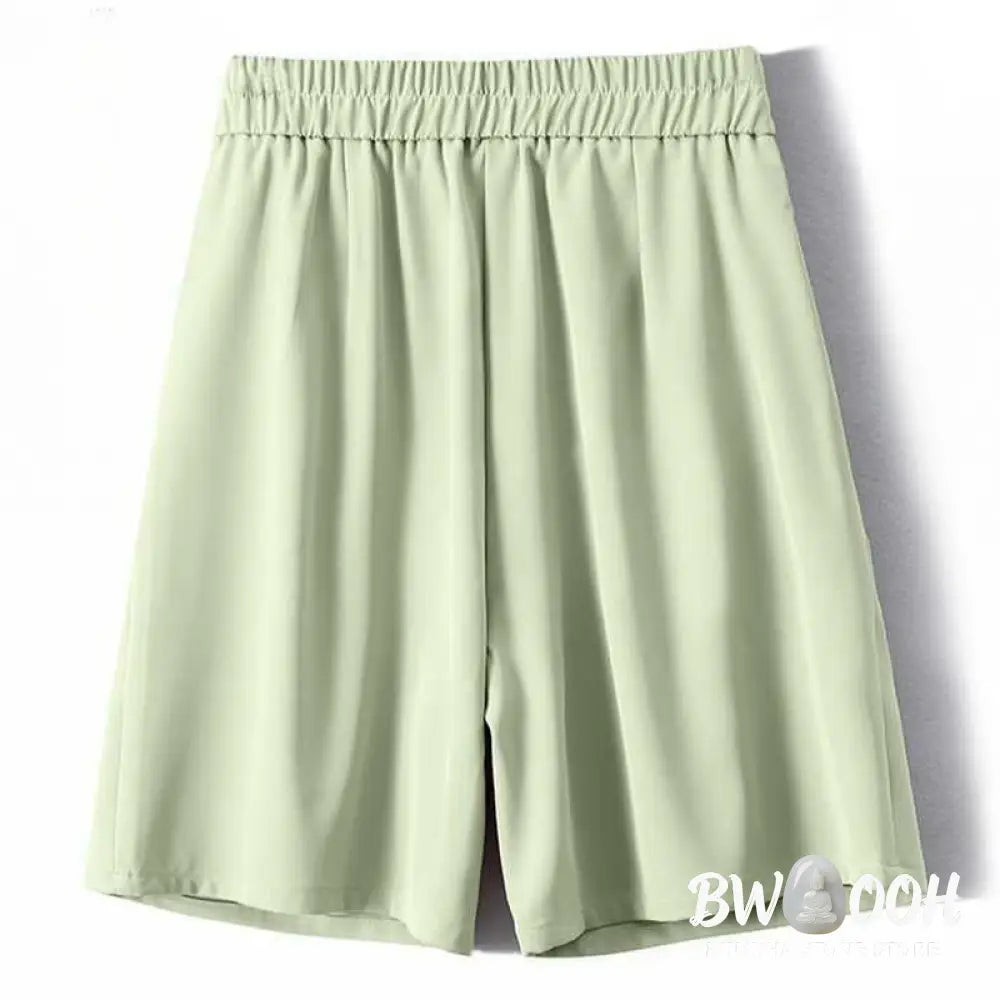 Buddha Stones Summer Casual Zipper Button Loose Plain Cotton Linen Women’s Shorts With Pockets - Women’s Shorts