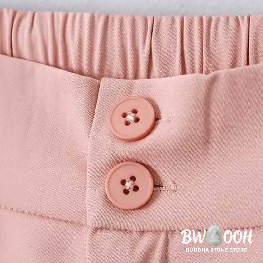 Buddha Stones Summer Casual Zipper Button Loose Plain Cotton Linen Women’s Shorts With Pockets - Women’s Shorts