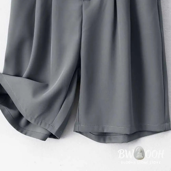 Buddha Stones Summer Casual Zipper Button Loose Plain Cotton Linen Women’s Shorts With Pockets - Women’s Shorts