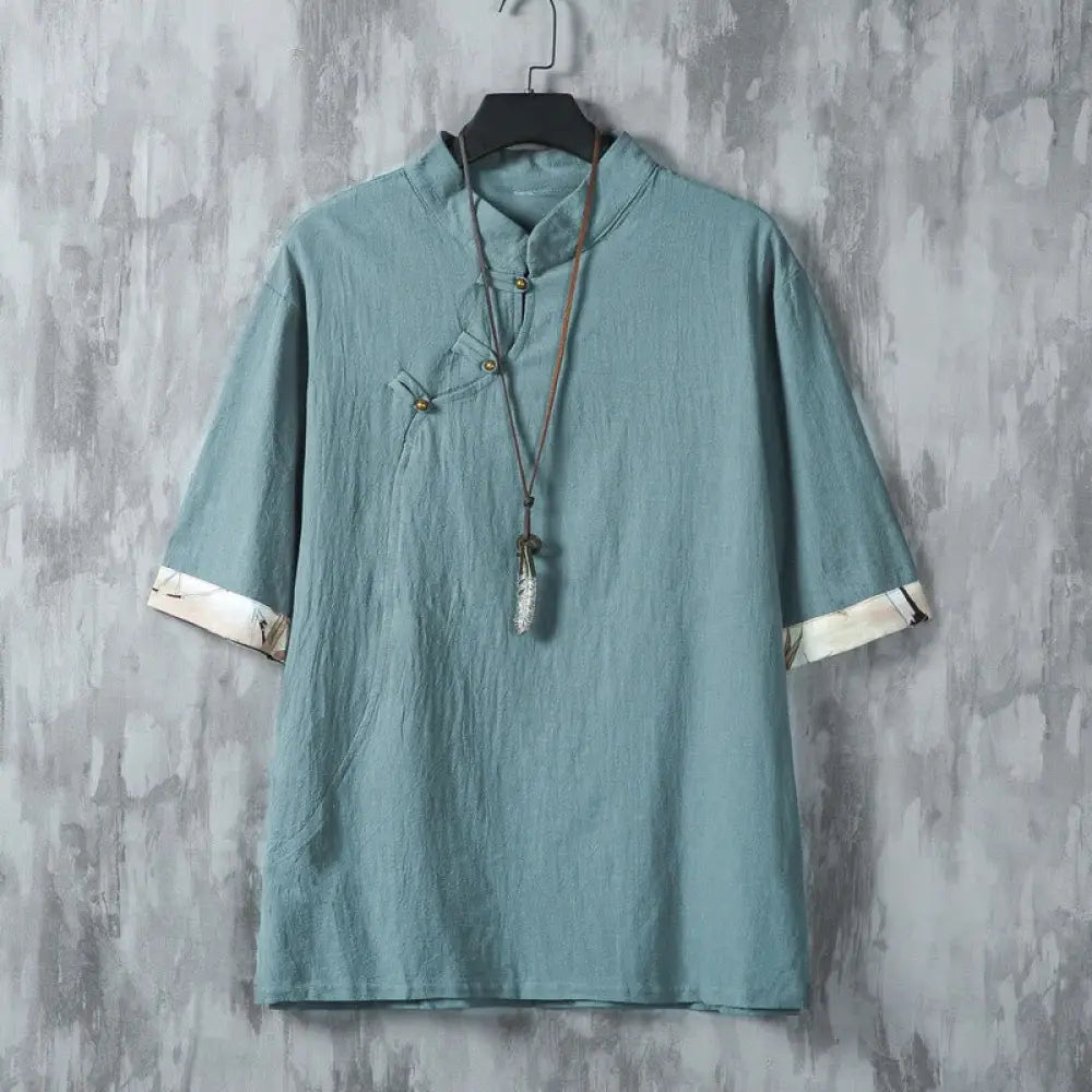 BWOOOH Summer Chinese Frog-Button Printing Men&