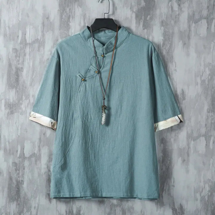 BWOOOH Summer Chinese Frog-Button Printing Men&