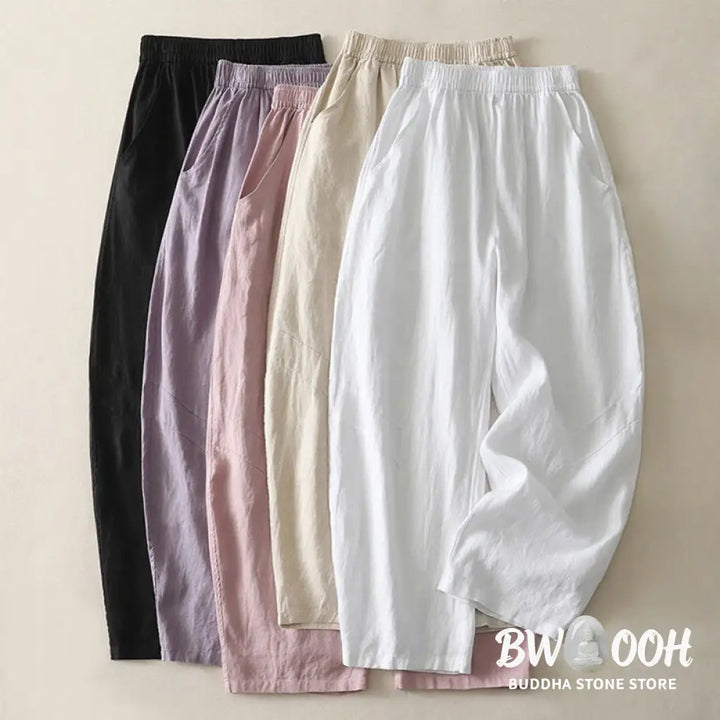 BWOOOH printed wide-leg yoga pants - Summer Daily Solid Color Elastic Waistba