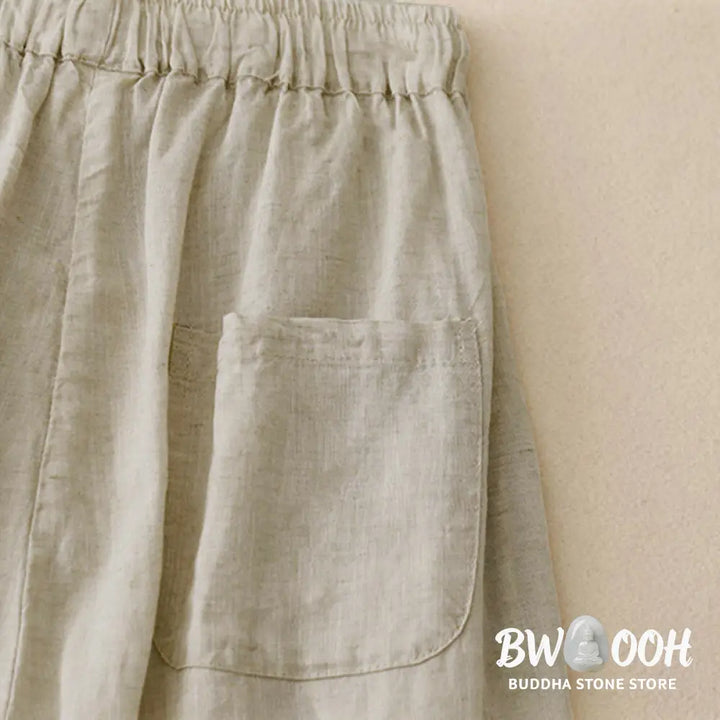 Buddha Stones Summer Elastic Waist Cotton Women’s Capri Cropped Harem Pants With Pockets - Women’s Harem Pants