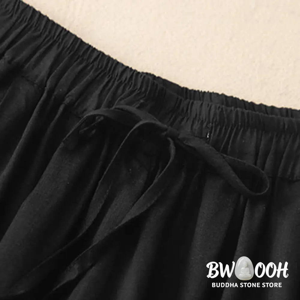 Buddha Stones Summer Elastic Waist Cotton Women’s Capri Cropped Harem Pants With Pockets - Women’s Harem Pants