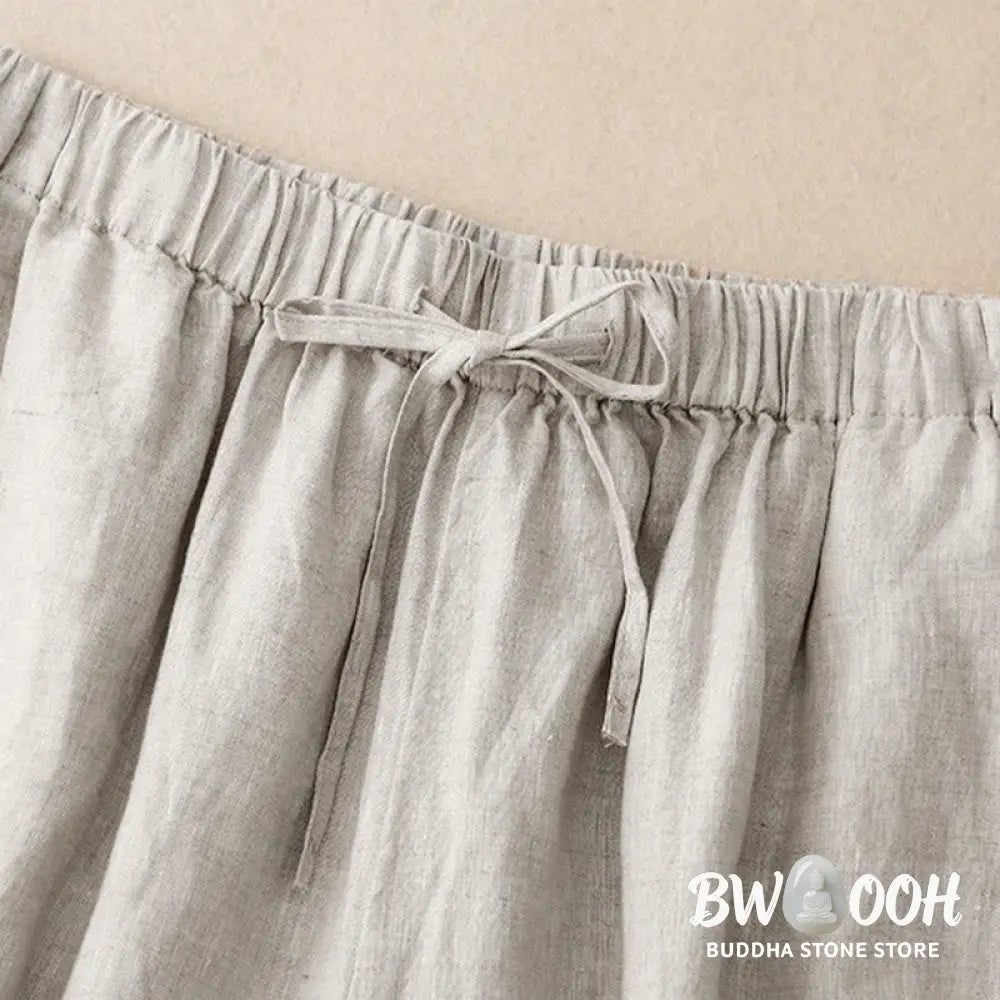 Buddha Stones Summer Elastic Waist Women’s Capri Cropped Wide Leg Pants With Pockets - Women’s Wide Leg Pants