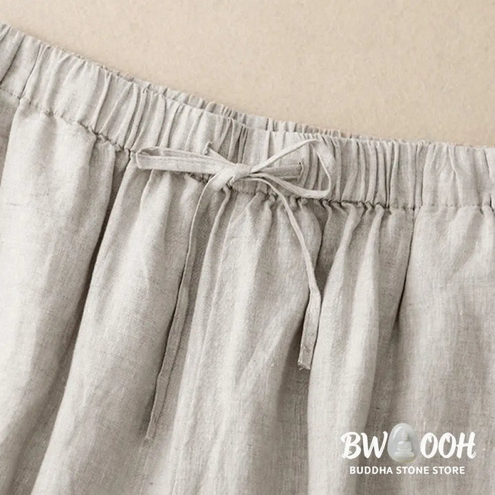 Buddha Stones Summer Elastic Waist Women’s Capri Cropped Wide Leg Pants With Pockets - Women’s Wide Leg Pants
