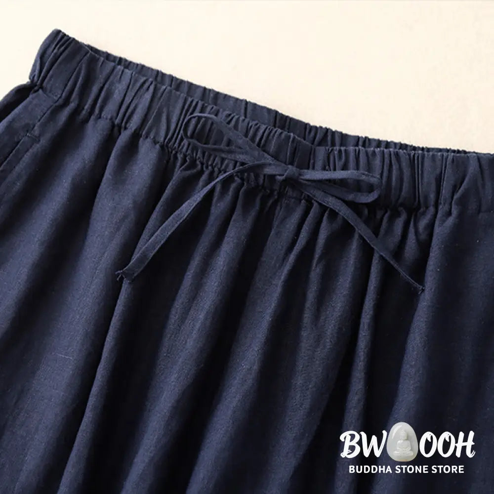 Buddha Stones Summer Elastic Waist Women’s Capri Cropped Wide Leg Pants With Pockets - Women’s Wide Leg Pants