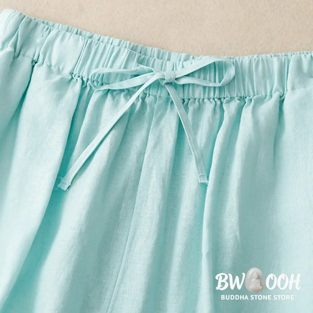 Buddha Stones Summer Elastic Waist Women’s Capri Cropped Wide Leg Pants With Pockets - Women’s Wide Leg Pants