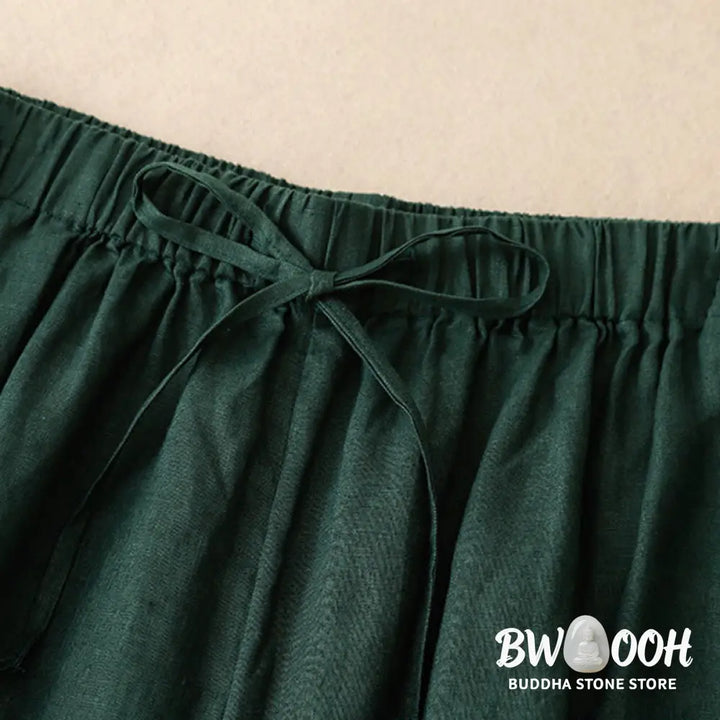 Buddha Stones Summer Elastic Waist Women’s Capri Cropped Wide Leg Pants With Pockets - Women’s Wide Leg Pants