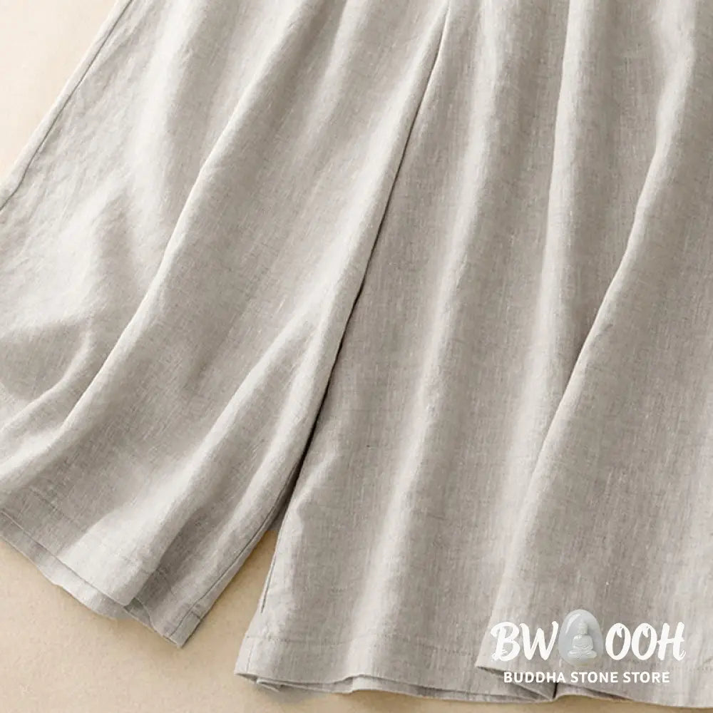 Buddha Stones Summer Elastic Waist Women’s Capri Cropped Wide Leg Pants With Pockets - Women’s Wide Leg Pants