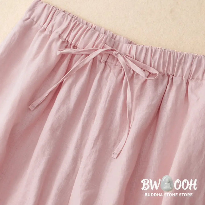 Buddha Stones Summer Elastic Waist Women’s Capri Cropped Wide Leg Pants With Pockets - Women’s Wide Leg Pants