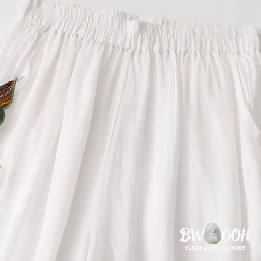 BWOOOH printed wide-leg yoga pants - Summer Embroidery Double Layer Cotton Li