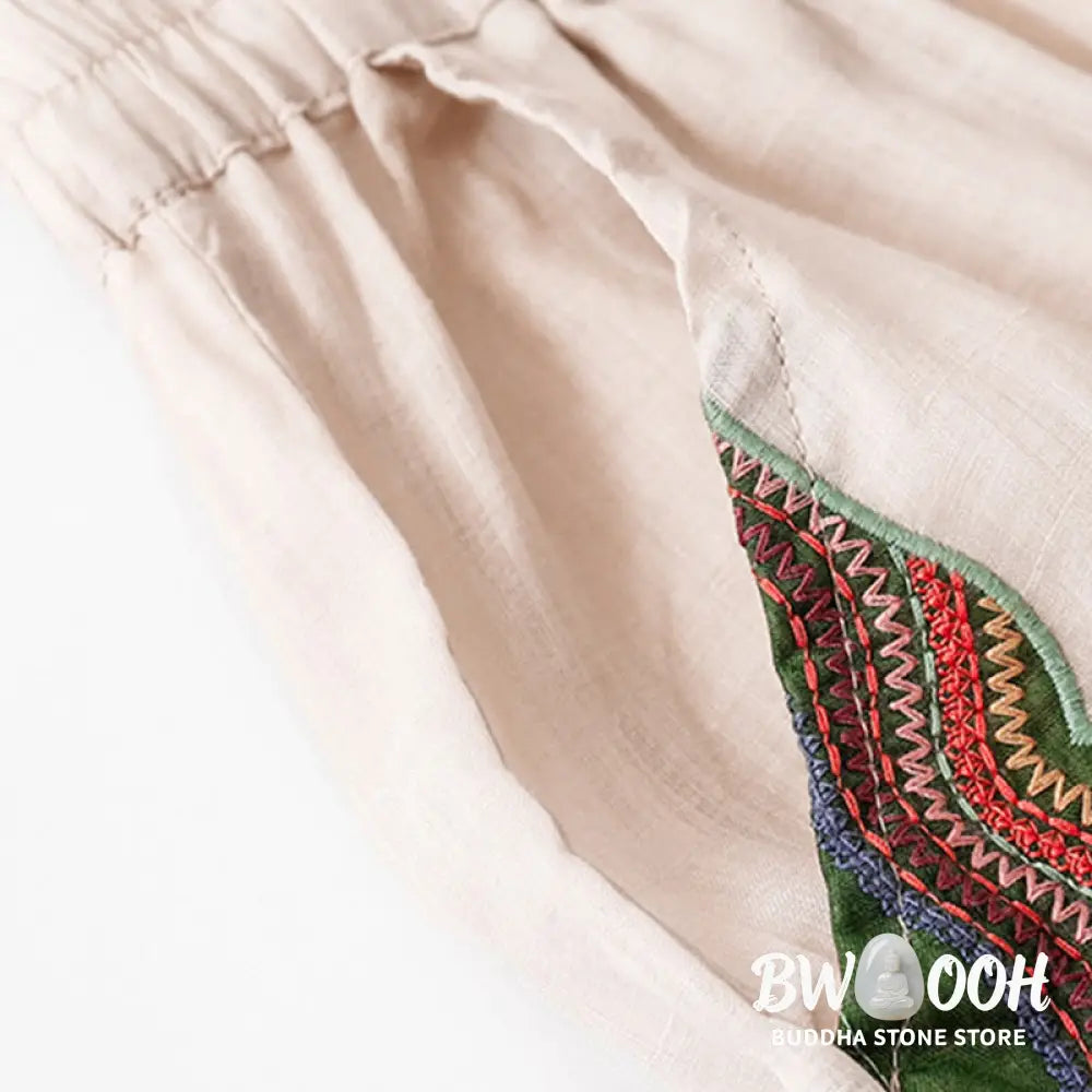 BWOOOH printed wide-leg yoga pants - Summer Embroidery Double Layer Cotton Li