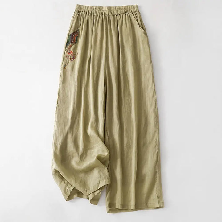 BWOOOH printed wide-leg yoga pants - Summer Embroidery Double Layer Cotton Li