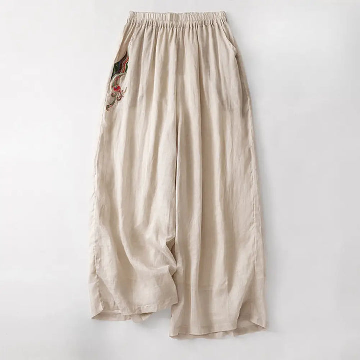 BWOOOH printed wide-leg yoga pants - Summer Embroidery Double Layer Cotton Li