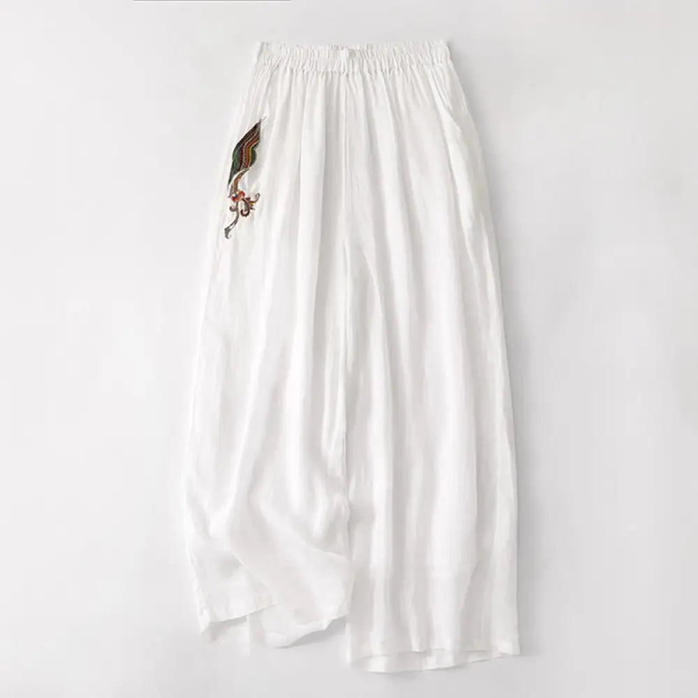 BWOOOH printed wide-leg yoga pants - Summer Embroidery Double Layer Cotton Li