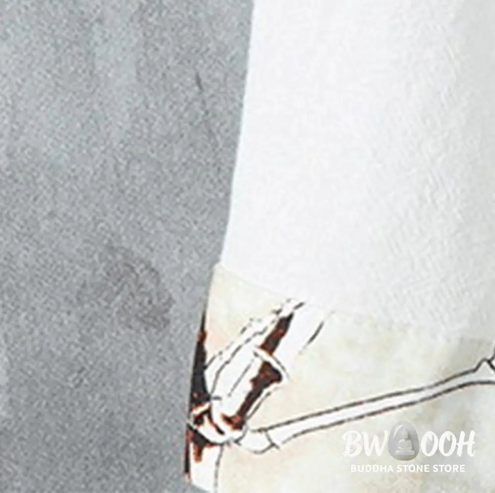 Buddha Stones Summer Frog-button Patchwork Half Sleeve Design Cotton Linen Men’s Shirt Jacket - Men’s Shirts