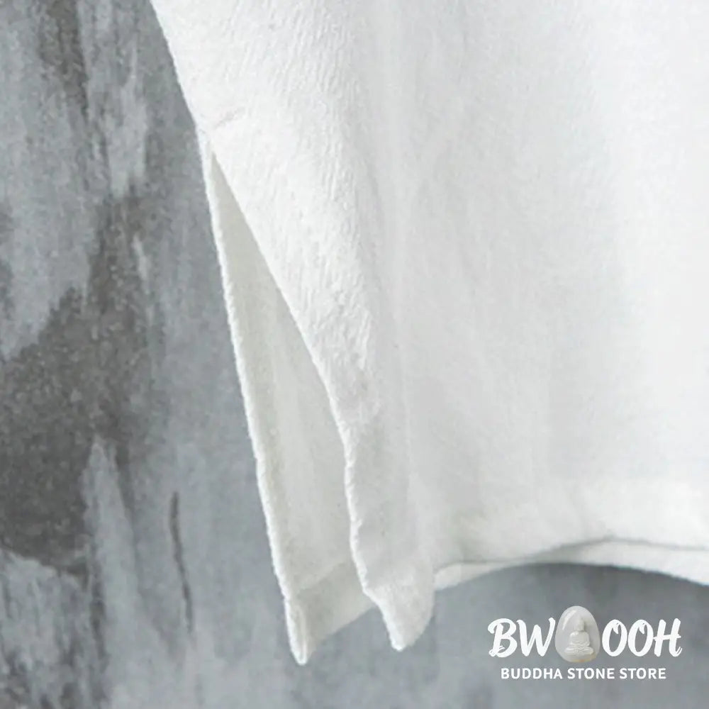 Buddha Stones Summer Frog-button Patchwork Half Sleeve Design Cotton Linen Men’s Shirt Jacket - Men’s Shirts