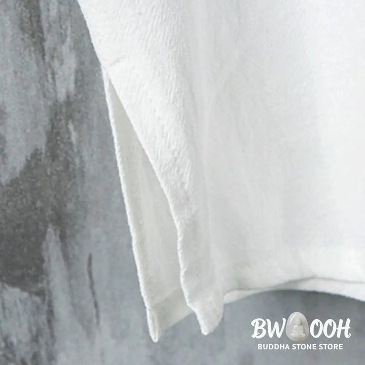 Buddha Stones Summer Frog-button Patchwork Half Sleeve Design Cotton Linen Men’s Shirt Jacket - Men’s Shirts