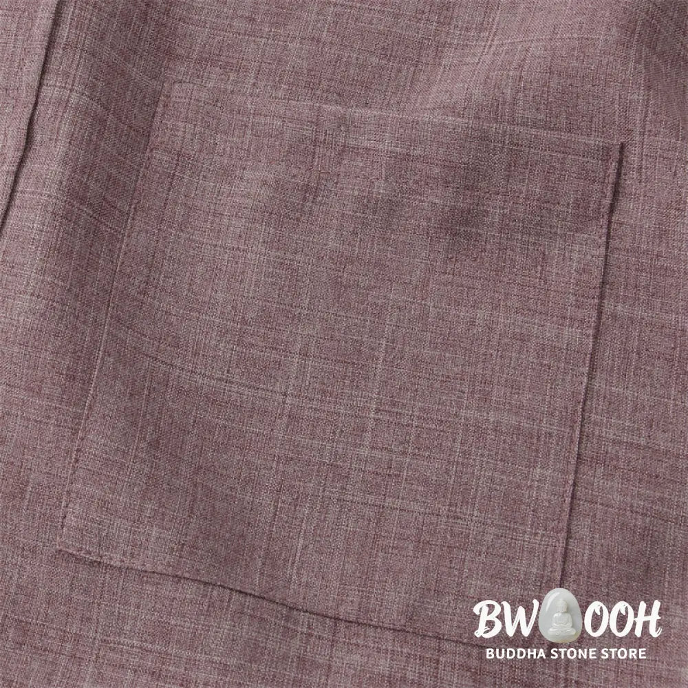 Buddha Stones Summer Men’s Button Plain Short Sleeve Cotton Shirt With Pocket - Men’s Shirts