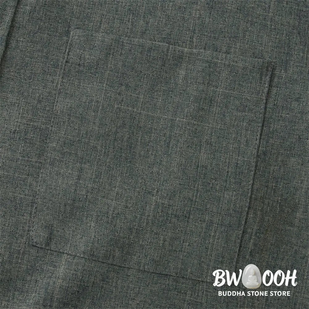 Buddha Stones Summer Men’s Button Plain Short Sleeve Cotton Shirt With Pocket - Men’s Shirts