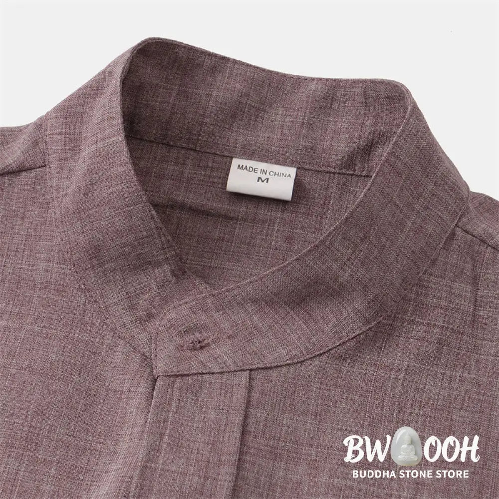 Buddha Stones Summer Men’s Button Plain Short Sleeve Cotton Shirt With Pocket - Men’s Shirts