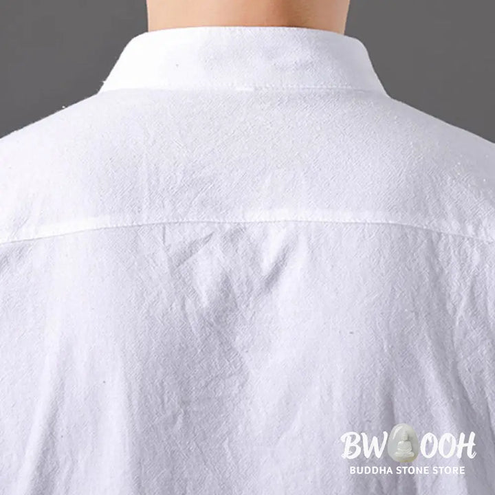 Buddha Stones Summer Men’s Half Sleeve Button Cotton Shirt - Men’s Shirts